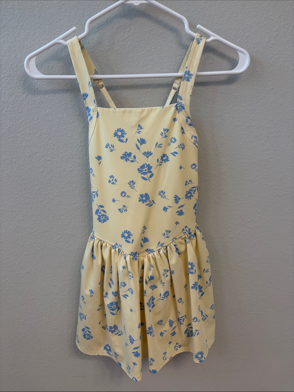 Yellow Dress with Blue Floral Print